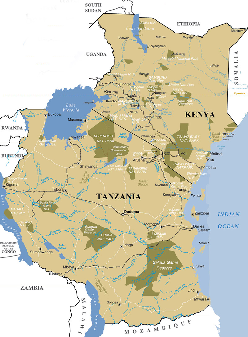 Tanzania Kenya Map Web 